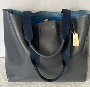 Coach Derby Navy Blue Soft Pebbled Leather Tote Bag